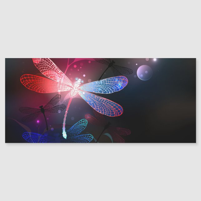 Glimmerne Rote Libelle Magnetkarte (Vorderseite)