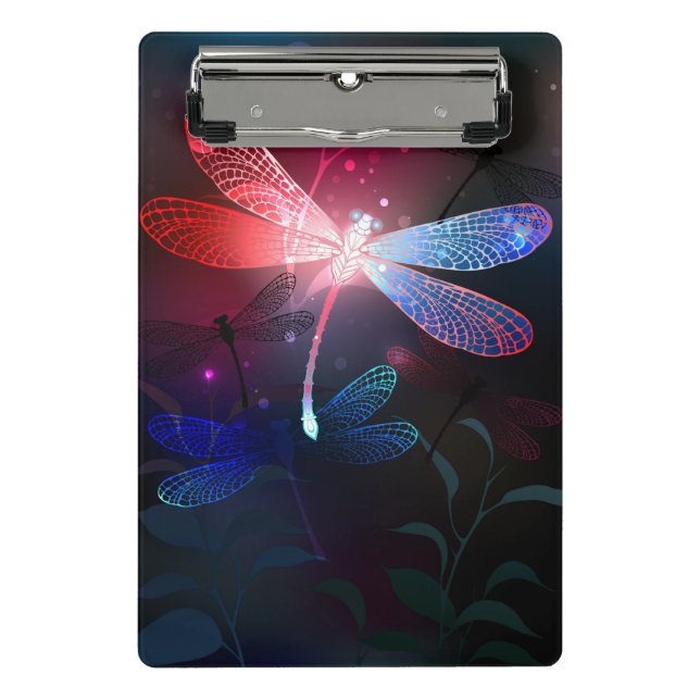 Glimmerne Rote Libelle Mini Klemmbrett (Vorderseite)