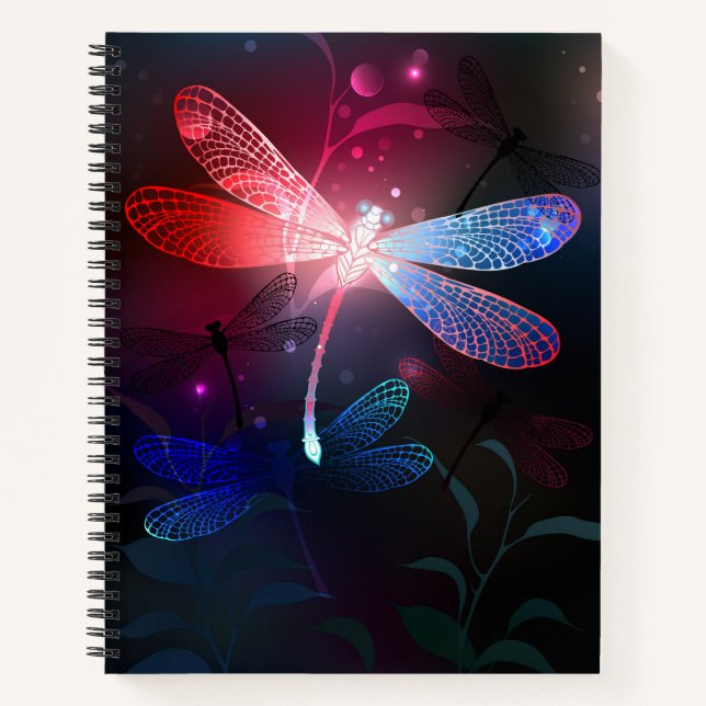 Glimmerne Rote Libelle Notizbuch (Vorderseite)