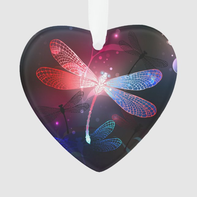 Glimmerne Rote Libelle Ornament (Vorderseite)