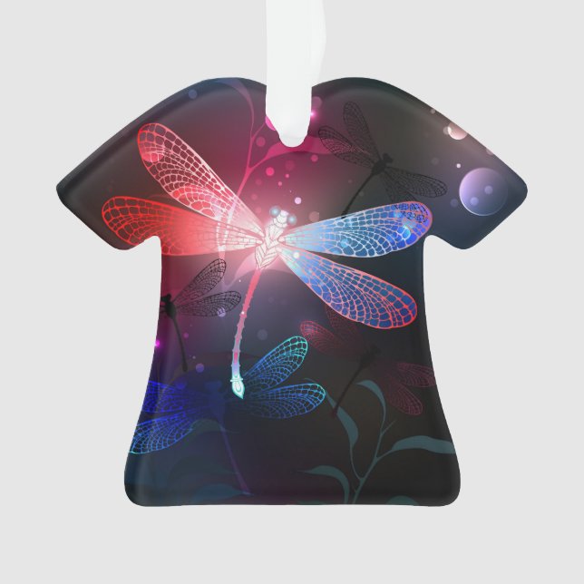 Glimmerne Rote Libelle Ornament (Vorderseite)