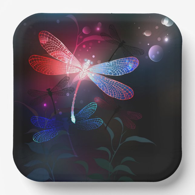 Glimmerne Rote Libelle Pappteller (Vorderseite)