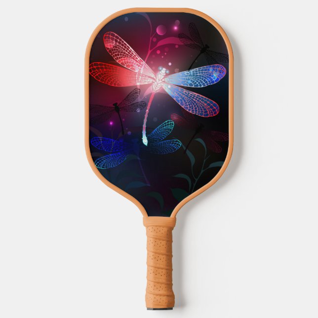Glimmerne Rote Libelle Pickleball Schläger (Vorderseite)