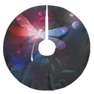 Glimmerne Rote Libelle Polyester Weihnachtsbaumdecke