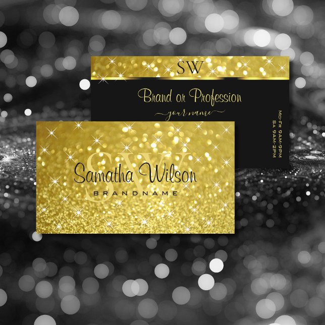 Glimmery Gold Glitzer Sparkling Stars und Initiale Visitenkarte (Von Creator hochgeladen)