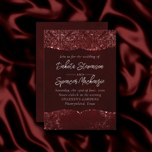 Glimmery Henna Grunge Rich Blood Red Glam Damask Einladung