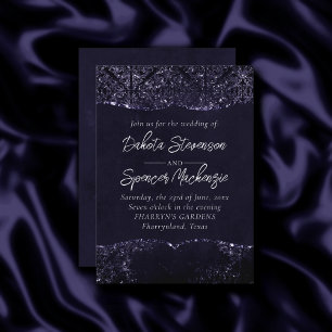 Glimmery Indigo Grunge Lila Damast um Mitternach Einladung