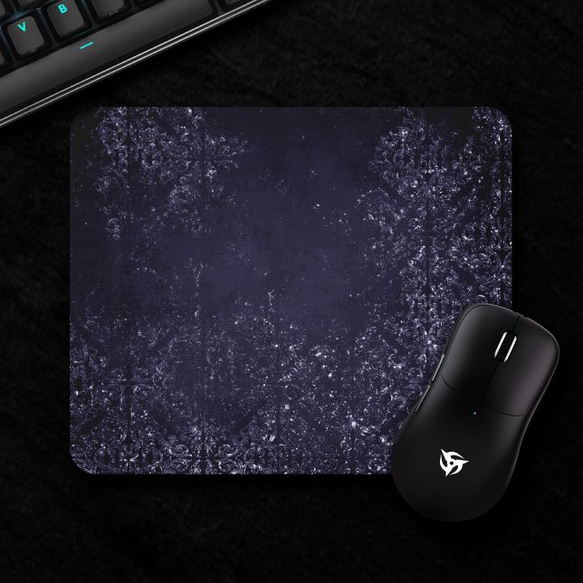Glimmery Indigo Grunge | Lila Damast um Mitternach Mousepad (Von Creator hochgeladen)