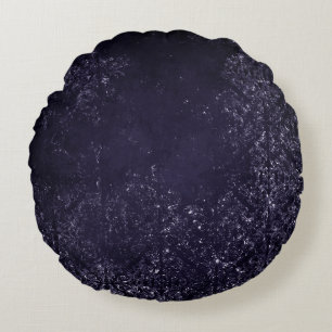 Glimmery Indigo Grunge   Lila Damast um Mitternach Rundes Kissen