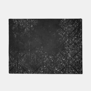 Glimmery Onyx Grunge   Silvery Black Glam Damask Fußmatte