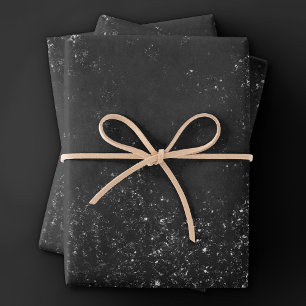 Glimmery Onyx Grunge Silvery Black Glam Damask Geschenkpapier Set