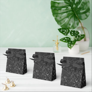 Glimmery Onyx Grunge Silvery Black Glam Damask Geschenkschachtel