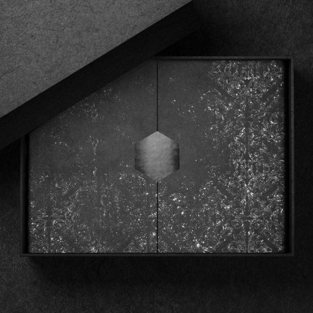 Glimmery Onyx Grunge | Silvery Black Glam Damask Seidenpapier (Von Creator hochgeladen)