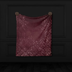 Glimmery Wine Grunge Sangria Bordeaux Damask Fleecedecke