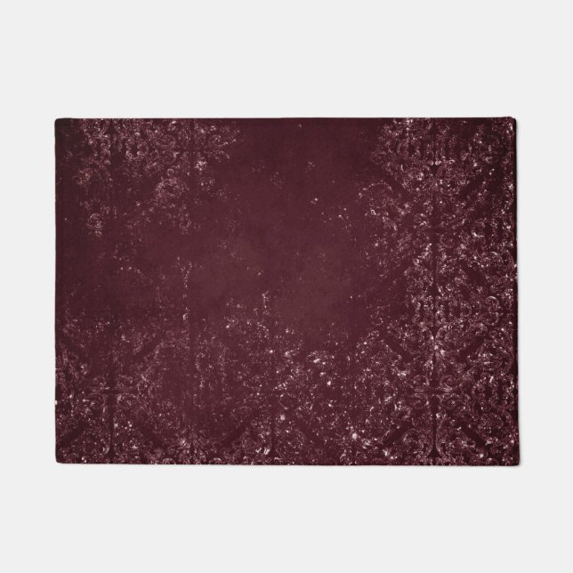Glimmery Wine Grunge | Sangria Bordeaux Damask Fußmatte (Vorderseite)