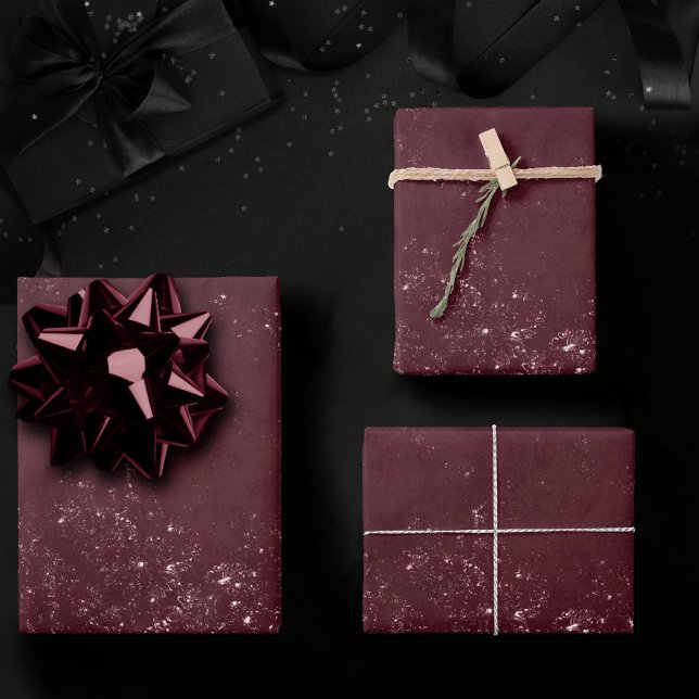 Glimmery Wine Grunge | Sangria Bordeaux Damask Geschenkpapier Set (Von Creator hochgeladen)