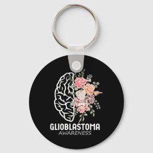 Glioblastoma Awareness Brain Floral Art Awareness Schlüsselanhänger