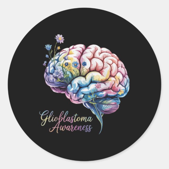 Glioblastoma Awareness Floral Brain Brain Cancer S Runder Aufkleber (Vorderseite)