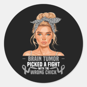Glioblastoma Awareness Month Women Fighter Brain T Runder Aufkleber