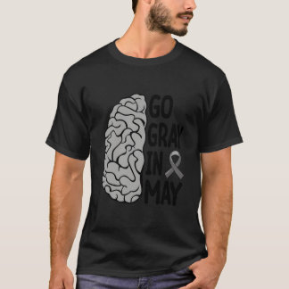 Glioblastoma Awareness Ribbon Brain Tumor Go Gray  T-Shirt