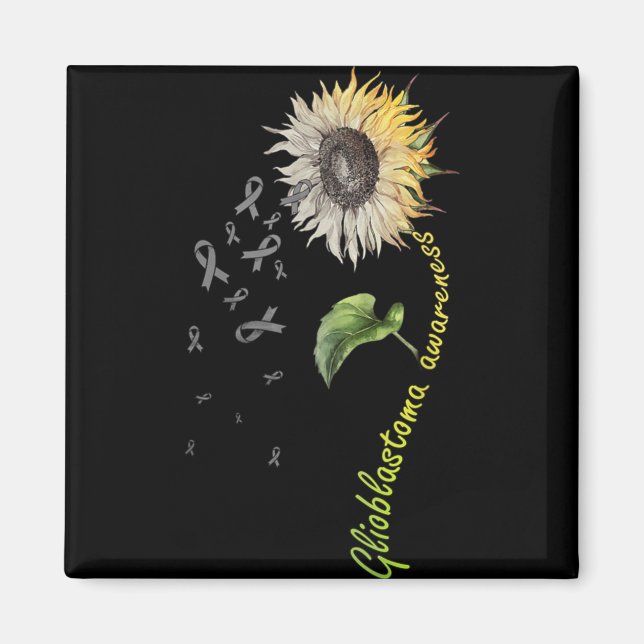 Glioblastoma Awareness Sunflower  Magnet (Vorne)