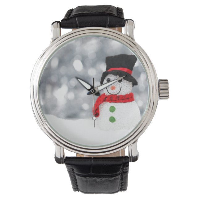 GListing Snowman Vintag Lederriemen Armbanduhr (Vorderseite)