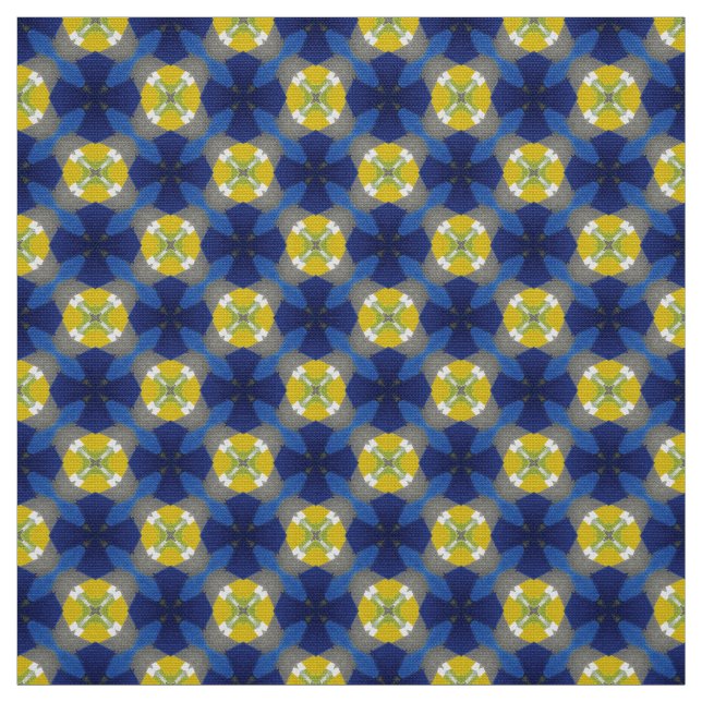 Glitch2 Blaues, gelbes Muster Stoff (Muster)