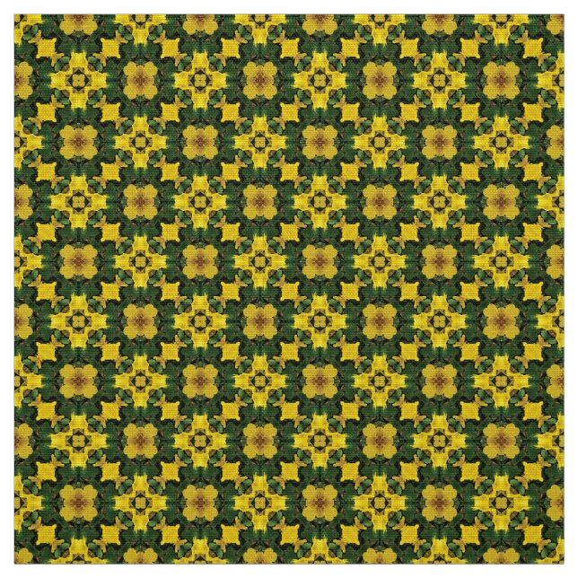 Glitch2 Gelbe grüne Blume Stoff (Muster)