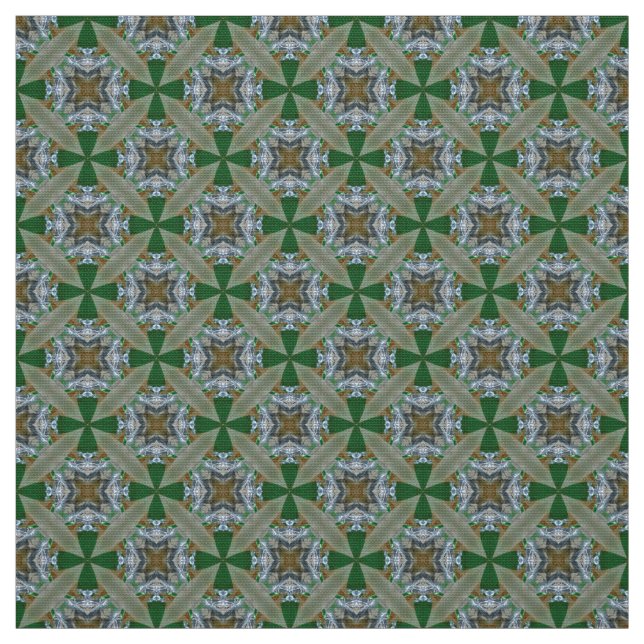 Glitch2 Green Floral Pattern gekämmte Baumwollstof Stoff (Muster)