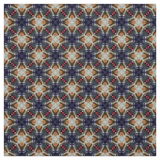 Glitch2 Mitternablau-Zyan-Fliesen-Fabric Stoff (Muster)