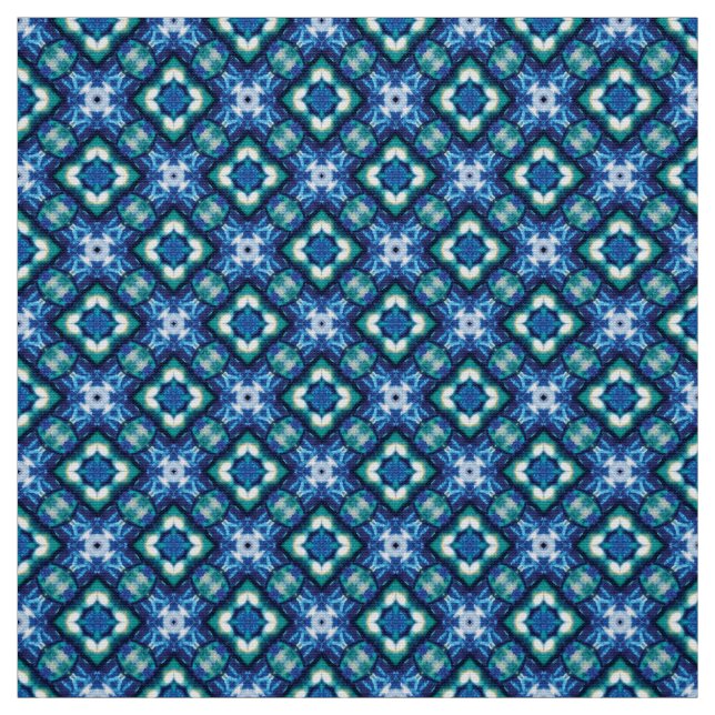 Glitch2 Weißes blaues Quiltiergewebe Stoff (Muster)