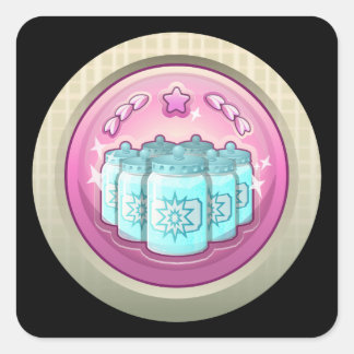 Glitch Achievement funkelnder Kumpel Quadratischer Aufkleber