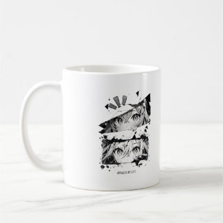 Glitch Anime Augen Schwarz-Weiß-Ästhetik Manga  Kaffeetasse
