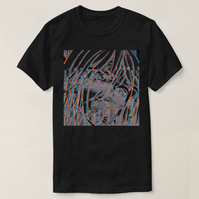 Glitch Art Ecchi Otaku Girl T-Shirt (Design vorne)