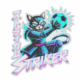 Glitch Art Samurai Striker Cat for gaming console Aufkleber