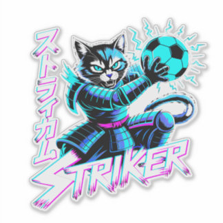 Glitch Art Samurai Striker Cat for gaming console Aufkleber