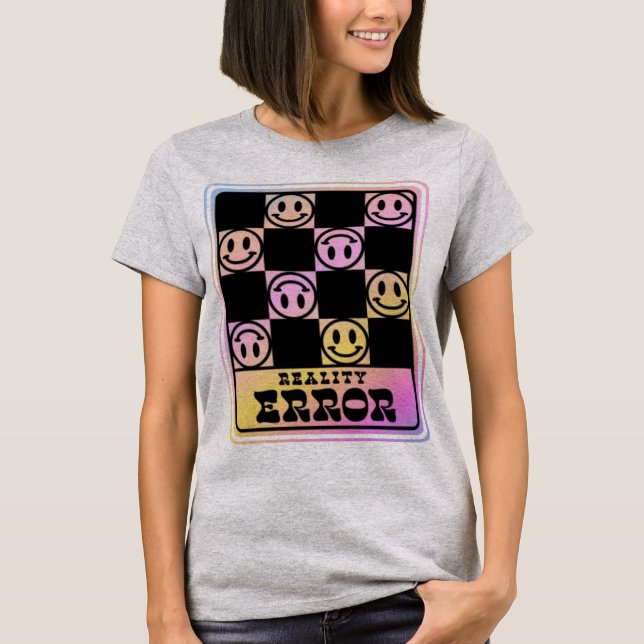 Glitch Core Fröhliche Gesichter T-Shirt (Vorderseite)
