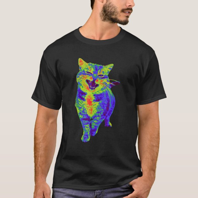 Glitch Effect Cat Funny Cat Meme T-Shirt (Vorderseite)