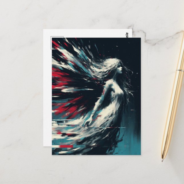 Glitch Fairy Postkarte (Vorderseite/Rückseite Beispiel)