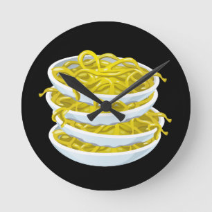 Glitch Food tangy noodles Runde Wanduhr