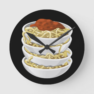 Glitch Food tasty pasta Runde Wanduhr