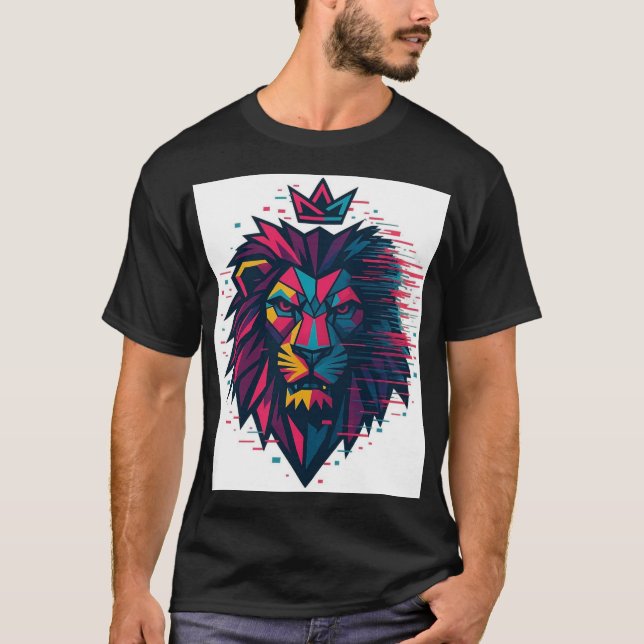 "Glitch Lion: Futuristische Mode" T-Shirt (Vorderseite)