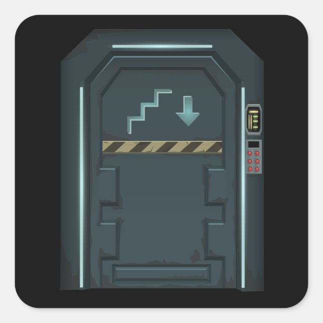 Glitch Möbeltür Raumschiff Tür Quadratischer Aufkleber (Vorderseite)