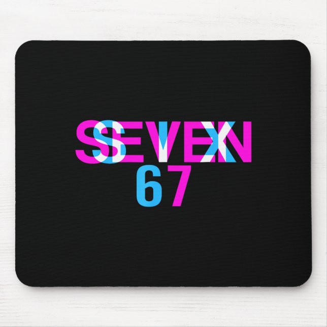 Glitch Optische Täuschung Lustig Sechs Sieben 67 M Mousepad (Vorne)