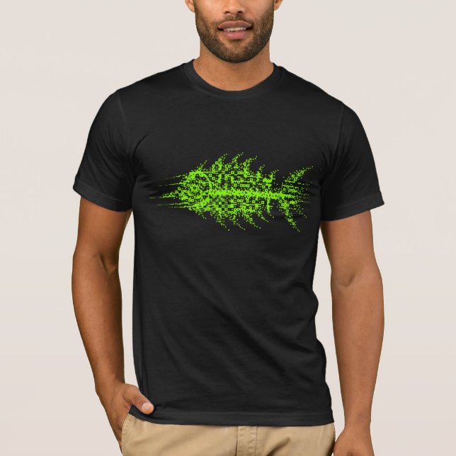 Glitch Pixel Code Fisch  T-Shirt (Vorderseite)