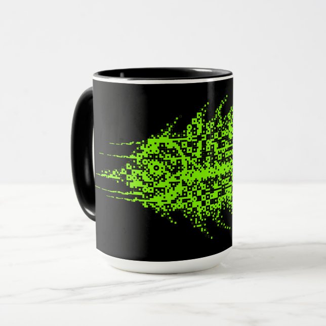 Glitch Pixel Code Fisch  Tasse (Vorderseite Links)