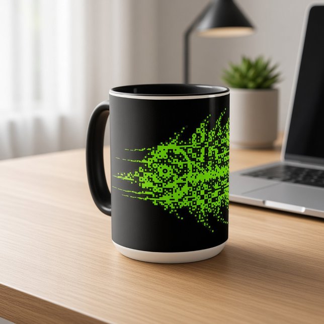 Glitch Pixel Code Fisch  Tasse (Von Creator hochgeladen)