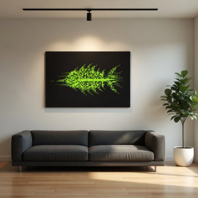 Glitch Pixel Code Fisch Wandkunst Leinwanddruck (Von Creator hochgeladen)