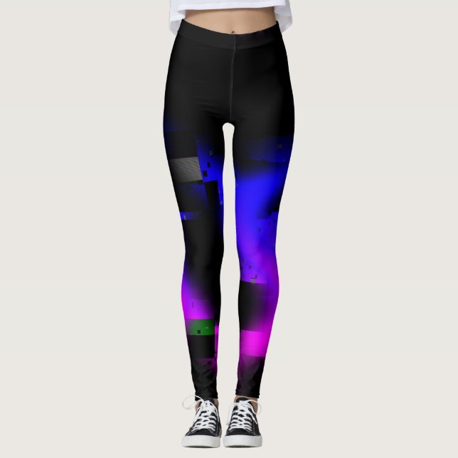 Glitch Plasma Black Leggings (Vorderseite)