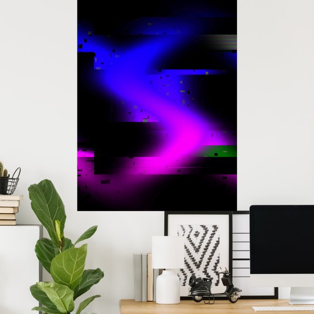 Glitch Plasma Black Poster (Heimbüro)